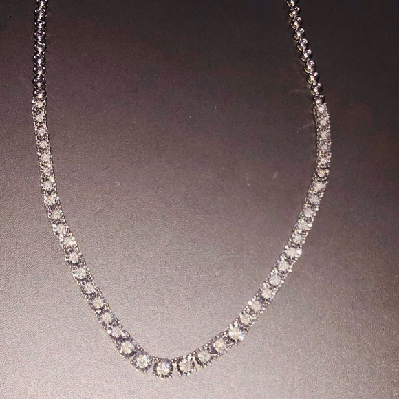 10k white gold Vermeil Genuine REAL diamond women’s tennis chain Stunning Gift! - Picture 9 of 11